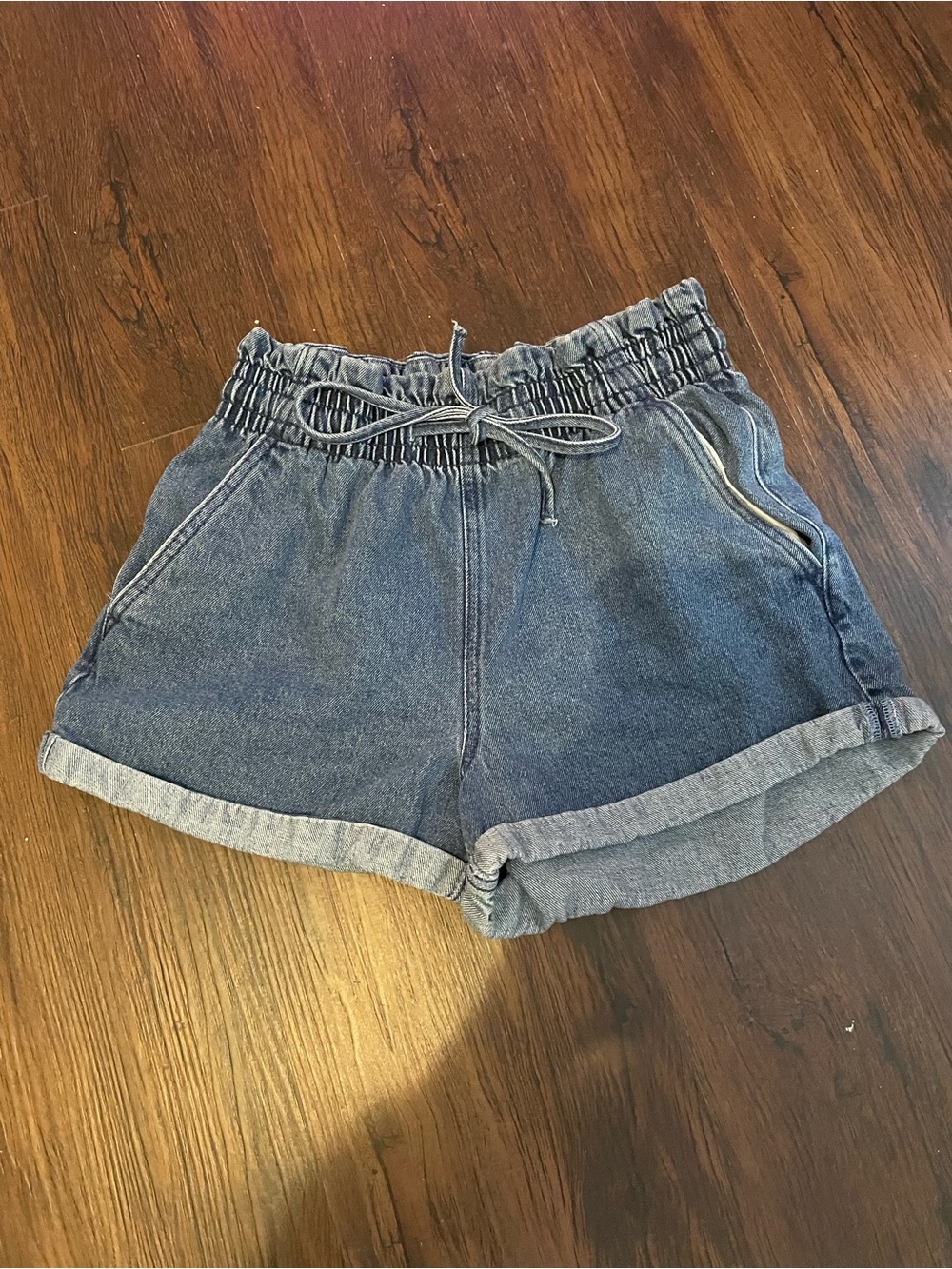Women's Denim Drawstring Shorts - Blue